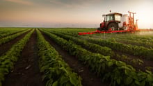 agropecuária: uma máquina agrícola em uma plantação