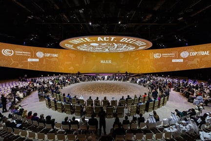 General view of the Special Spotlight: Majlis Style Conversation with Dr. Sultan Al Jaber, COP28 President at the UN Climate Change Conference COP28 at Expo City Dubai