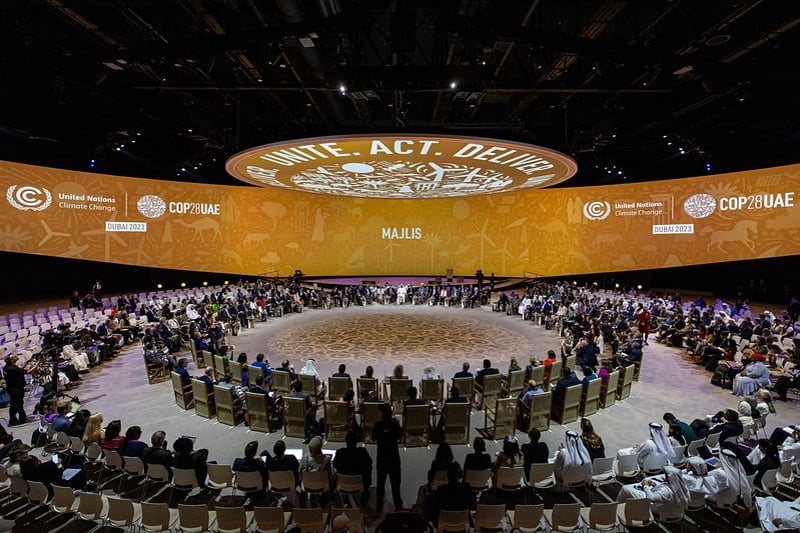 General view of the Special Spotlight: Majlis Style Conversation with Dr. Sultan Al Jaber, COP28 President at the UN Climate Change Conference COP28 at Expo City Dubai