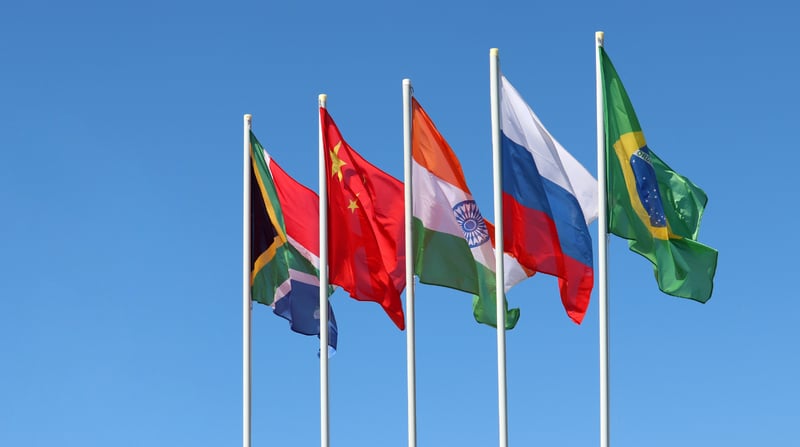 Imagem de bandeiras do BRICS
