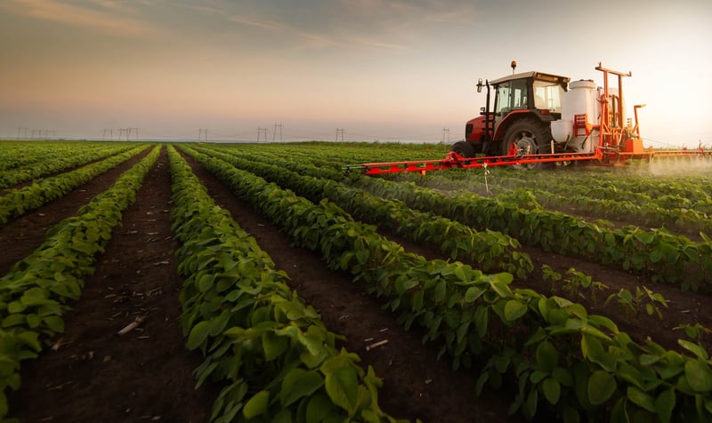 agropecuária: uma máquina agrícola em uma plantação